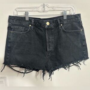Goldsign Black Jean Shorts with Frayed Hem and Distressed Look Size 30